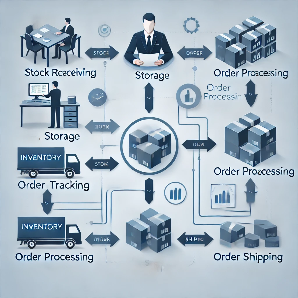 A professional inventory management workflow diagram. A professional inventory management workflow diagram.