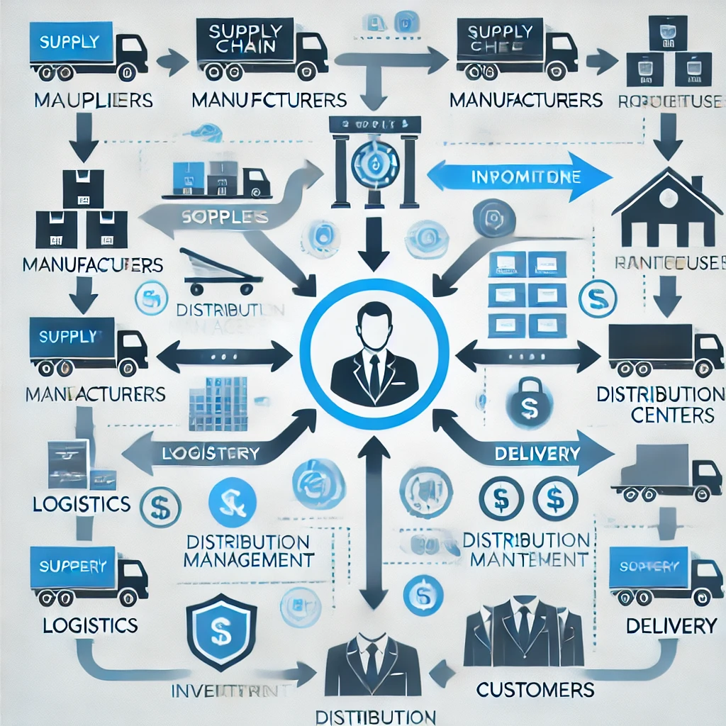 A professional supply chain process diagram. A professional supply chain process diagram.